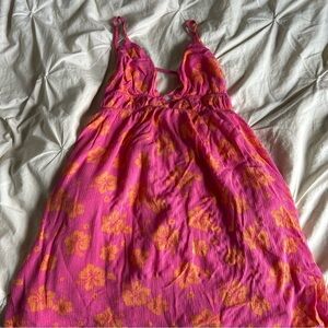 NWOT Garage Pink and Orange Floral Dress Medium